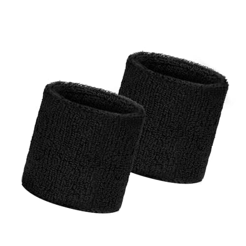 Image of Flintronic Wristbands Set, 2PC Sports Sweatbands Men Women, Sweat Wrist Sweatbands, Soft Thickened for Basketball Gym Gymnastics Tennis Soccer(Black)