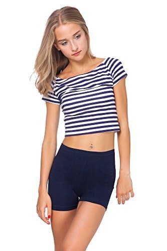Image of FUTURO FASHION Super Soft Cotton Shorts Elastic Stretch Yoga Knickers, Breathable Short Leggings for Women, Yoga Cycling Sport Pants, Sizes UK 8-22 PSL5 Navy