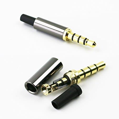 Image of KetDirect Gold 4 Pin Solder Plug 3.5mm Repair for Earphone Jack Metal Audio Headphone Jack Plug Black Pack of 2