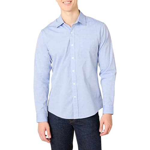 Image of Amazon Essentials Men's Slim-Fit Long-Sleeve Poplin Shirt, French Blue, S