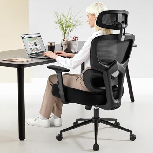 Image of IWMH Office Chair 500LBS Ergonomic Desk Chair Big and Tall Computer Chair for Heavy People Breathable Mesh Reclining Chair Heavy Duty Swivel Chair Dynamic Lumbar Support Metal Base (Black)