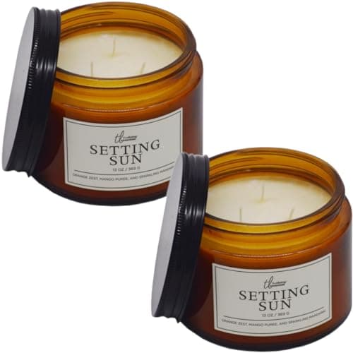 Image of 2X True Living 3-Wick Amber Jar Candle 369g - Setting Sun (Orange Zest, Mango Puree & Sparking Mandarin)