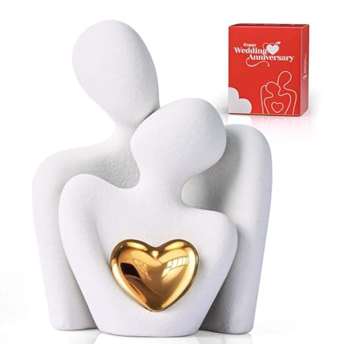 Image of Mini Couple Statue Tv Stand Decor Items for Living Room Home Decor,Bedroom Decor for Couples Sculpture for Anniversary Wedding,Love Gifts for Couples 2025,Knick Knacks for Shelve (White, 4.72in)