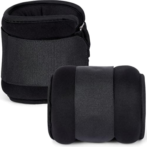 Image of Ankle Weights adjustable Starp Set for Men Wrist Weights for Women Hand Leg Weight - Gym Fitness Running Walking Strength Training Equipment (0.5kg-3.0kg) in Pairs (Black, 4KG Pair = (2 x 2KG))