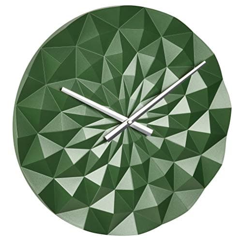 Image of TFA Dostmann Diamond 60.3063.04 Analogue Wall Clock 3D Format with Light Reflections Metal Hands Precise Movement Green Metallic Diameter 396 x 44 mm