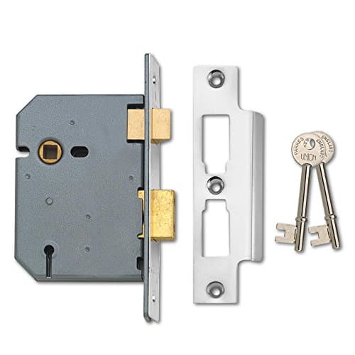 Image of Union Locks 2277 3 Lever Mortice Sash Lock 77.5mm - Satin Chrome (Visi Pack)