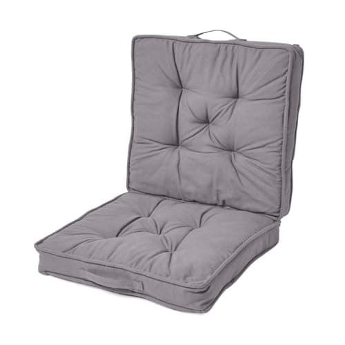 Image of HOMESCAPES Grey Travel Booster Cushion Large Firm 50cm Square Seat Pad and Backrest Luxury Thick Soft Charcoal Grey Cotton Supportive Car Cushion For The Elderly, Post-Operative and Lumbar Support