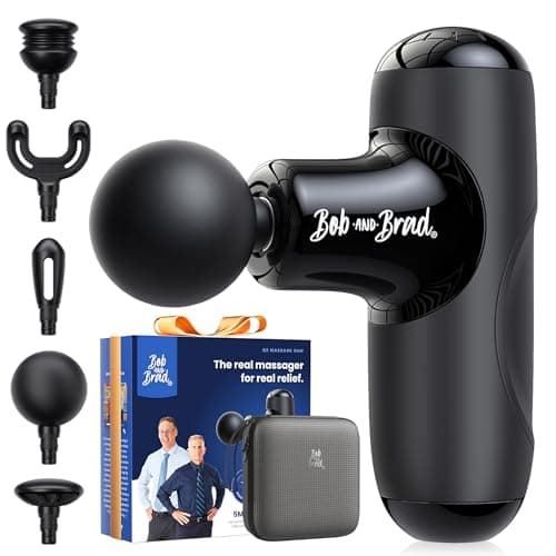 Image of Bob and Brad Q2 Mini Massage Gun, Pocket-Sized Deep Tissue Massager Gun, Portable Percussion Muscle Massage Device, Ultra Small & Quiet Muscle Massage Gun with Carry Case for On The Go Usage, Black