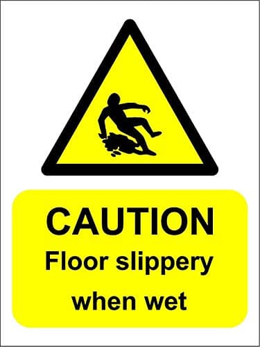Image of Caution Floor slippery when wet safety sign - 1.2mm Rigid plastic 200mm x 150mm