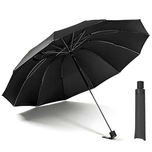 Image of Lichamp 54-Inch Large Golf Umbrella 12 Rib Manual Open 3-Fold Compact Reverse Umbrella Folding Extra Large Oversized, Windproof & Rainproof & Sun Protection for 2–3 People, for Men Women Family