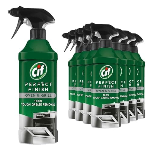 Image of Cif Perfect Finish 100% Tough Stain Removal Spray for Stainless Steel, Anti Limescale, Oven & Grill or Anti Mould Effective Degreaser for Kitchen and Outdoor, 435ml (Buy 12, Oven & Grill)