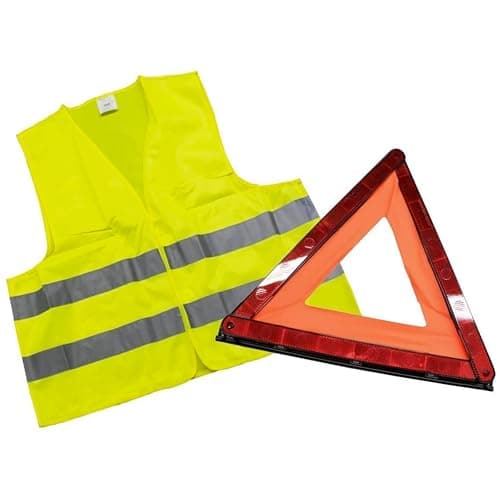 Image of ecocar - Approved Emergency Triangle - Foldable and Sturdy - High Visibility - Road Safety (Triangle + Vest)