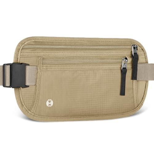 Image of Aucuu Travel Money Belt with RFID Blocking, Ultra-Thin Passport Holder for Travel, Waist Pack Anti Theft, Hidden Travel Wallet Under Clothes to Protect Cash, Credit Cards Passport for Women, Men