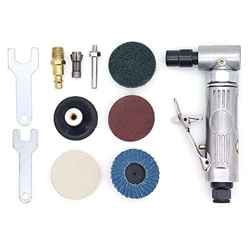 Image of Yuhtech 90 Degree Air Die Grinder Kit, 1/4 Inch Mini Sander Polisher Tool for Contour Grinding, Polishing, Milling, Air Tool with 2 Inch Disc