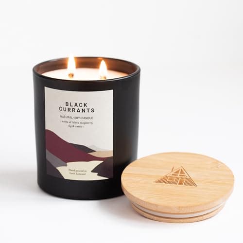 Image of Ocoee House | Luxury Scented Soy Wax Candles. Hand Poured in Loch Lomond, Scotland. Organic & Vegan (+8 Scent Options, x2 Sizes) Black Currants, Double Wick - 760g