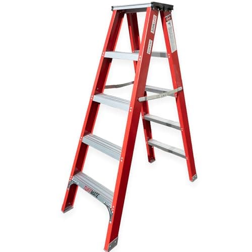 Image of 5 Tread Fibreglass Step Ladder 1.5m Lightweight EN-131 Certified Ladder for Electrical & Industrial Use TUFFMATE for Tough Jobs