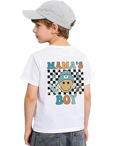 Image of Xumplo Boys White T-Shirts Kids Short Sleeve Tee Toddler Summer Crew Neck Top Casual Smiley Face and Letters Print 6 Years