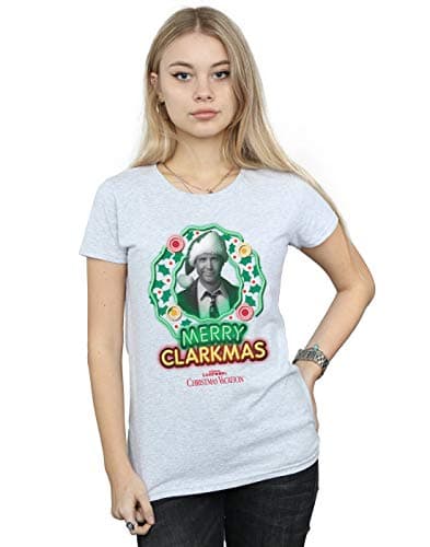 Image of National Lampoon's Christmas Vacation Women's Greyscale Clarkmas T-Shirt Medium Sport Grey