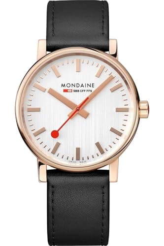 Image of Mondaine EVO2 Quartz White Dial Black Leather Strap Ladies Watch MSE.40112.LB