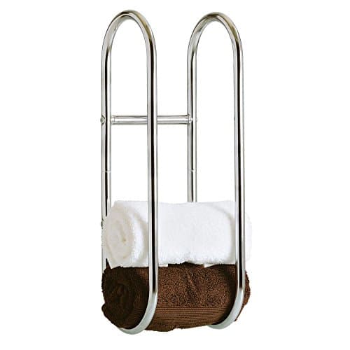Image of Taylor & Brown Chrome Plated Wall Mounted Bathroom Towel Rail Holder Storage Organiser Rack Stainless Steel Shelf – Holds 4-5 Towels