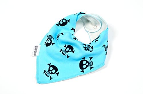 Image of 1 x Award Winning Skull & Crossbones Baby & Toddler Dribble Bib [0-3 Years] | Alternative New Mum & Dad Goth Baby Gift | Boy or Girl - BABY MOO'S UK (Blue x1)