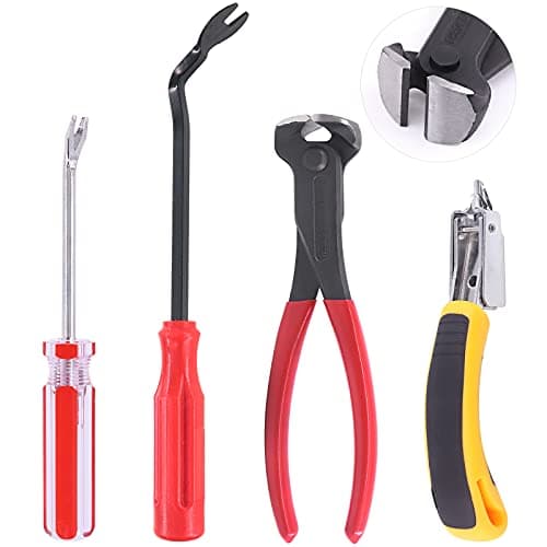 Image of Mardatt 4Pcs Nail Puller and Staple Remover Tool Set, 7" End Cutting Pliers, Staple Puller, Tack Lifter, Fastener Remover for Furniture Floor Wall Car Photo Frame