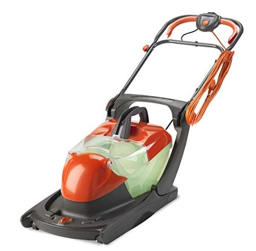 Image of Flymo Glider Compact 330AX Electric Hover Collect Lawn Mower - 1700W, 33cm Cutting Width, 22L Grass Box with Vision Window, Foldable Handles , Orange