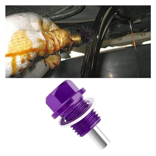 Image of M14×1.5 Magnetic Oil Drain Plug, Oil Pan Drain Nut Bolt Change Kit with Crush Washer Gaskets, Compatible with Most Ford, GM, Hyundai, KIA and Accord, Civic, Pilot, Odyssey (Purple)