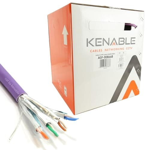 Image of kenable Cat6A S/FTP Network Cable Reel | 10 Gigabit Ethernet | Solid Copper LSZH Low Smoke | Shielded Twisted Pair | Purple 305m
