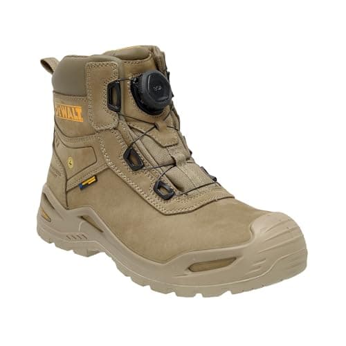 Image of DEWALT Lander Men's Waterproof, Nubuck Leather, Wide Fitting, BOA Fastener, Non-Metallic Safety Toe Work Boot, Stone, UK9