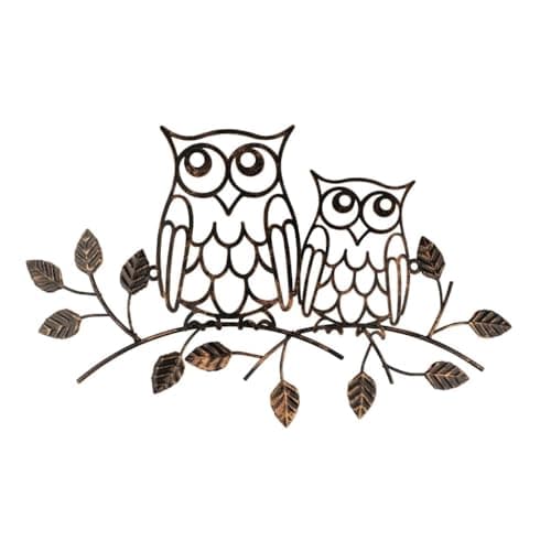 Image of Metal Wall Art Decoration Owl Home Wall Hanging Ornaments for Living Room Animal Bird Wall Hanging For Living Room Bedroom Indoor Outdoor Housewarming Garden Metal Mural Decorative Walls Owl on Branch