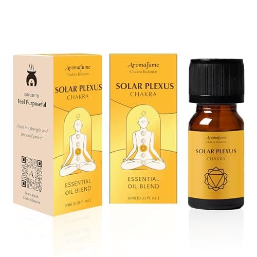 Image of Solar Plexus Chakra Essential Oil Diffuser Blend by Aromafume | 3x10ml/0.33 fl oz | Manipura | Aromatherapy Oils for Chakra Balance | Lemongrass & Rosemary Extracts | Incense for Meditation,Yoga,Reiki
