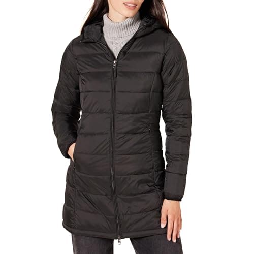 Image of Amazon Essentials Women's Lightweight Water-Resistant Packable Hooded Puffer Coat (Available in Plus Size), Black, Small
