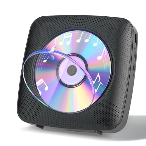 Image of Gueray Desktop CD Player Bluetooth CD Players with Speakers for Home 1800mAh Rechargeable Battery Portable CD Player with AUX USB Headphone Jack FM Radio with LCD Display for Kids Gift (Black)