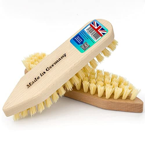 Image of HOMESmith Wooden Iron Scrubbing Scrub Hard Stiff Bristle Brush Floor Tile Decking Cleaning, Pack of 2 Pcs
