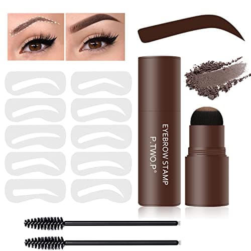 Image of Eyebrow Stencil Kit - Eyebrow Stamp Stencil Kit - Waterproof Brow Stamp Shaping Kit, 3 in 1 Hairline Shadow Powder, Eyebrow Makeup Tools with 10 Reusable Eyebrow Stencils