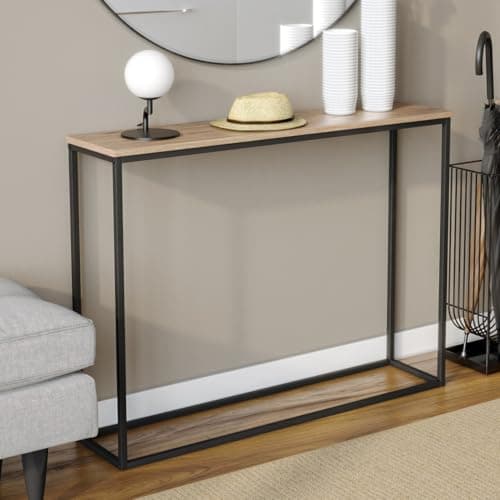 Image of URBNLIVING Wooden Hallway Console Table with Metal Legs (Antique Oak)