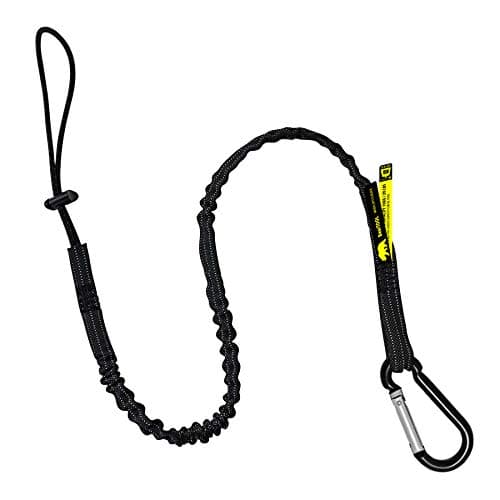 Image of BearTOOLS Tool Lanyard with Standard Spring Carabiner and Adjustable Loop End, 90cm Length, Maximum Weight Limit 8KG / 17.6lb, Fall Restraint with Shock Cord Stopper, 1 Pack (Black 0911S)