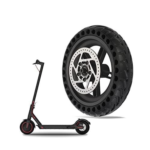 Image of aleawol Electric Scooter Rear Wheel with Hub and Brake Disc 110mm for Xiaomi M365, 8.5 inch Honeycomb Shock Absorption Solid Tire Rear Wheel Replacement for Electric Scooter, No Need Inflate