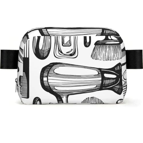 Image of Barbershop Icons, Square Waist Bag Travel Bum Bag Casual Chest Bag Fanny Pack for Men Women