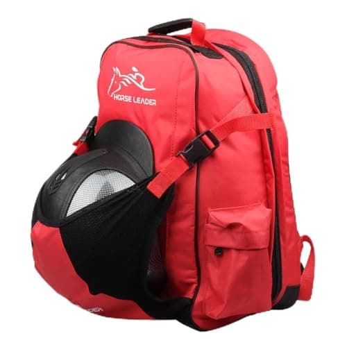 Image of UNISTRENGH Professional Horse Riding Boot Bag Helmet Bag Parent-Child Equestrian Backpack English Boot Carry All Bag with Hat Compartment (Red, For Child (16.5''H))