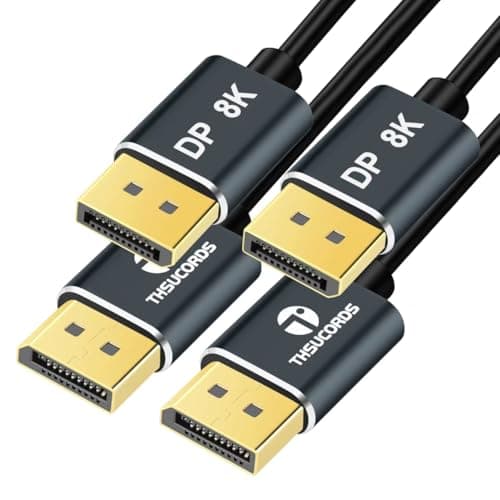 Image of Thsucords DisplayPort Cable 0.5M 2Pack, Certified Ultra Slim 8K 4K DP to DP 1.4 Cable,Flexible Thin Display Port Cable Support 8K@60Hz, 4K@120Hz 32.4Gbps for Laptop/TV/PC/Monitor