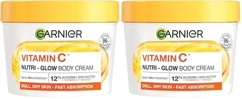 Image of Garnier Vitamin C* Nutri – Glow Body Cream, for Dry & Dull Skin, Fast absorbing, Vegan Formula, Approved by Cruelty Free International, 380ml (Pack of 2)