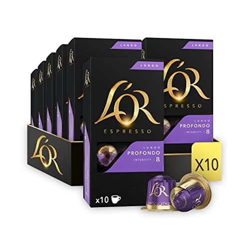 Image of L'OR Espresso Lungo Profondo Coffee Pods x10 Intensity 8 (Pack of 10, Total 100 Capsules)