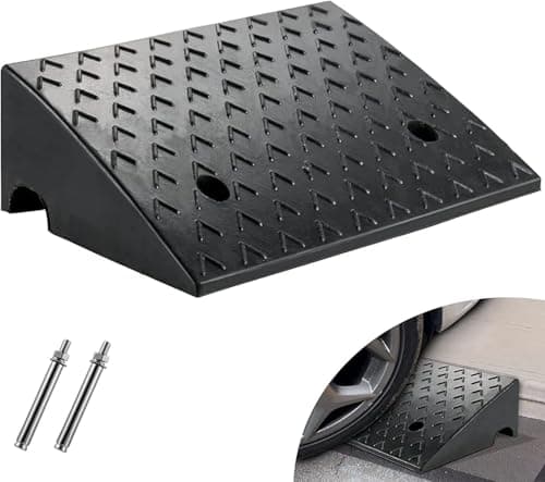 Image of bimiti Rubber Kerb Ramp 15cm Height Heavy Duty Driveway Curb Ramp 6'' Inch Non-Slip Threshold Ramp for Car Truck Step Doorways Sidewalk Wheelchairs Bike Scooter Pavement Motorhome 47.5 x 40 x 15cm