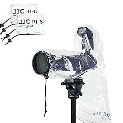 Image of JJC Waterproof Camera Rain Cover for Canon Nikon Sony DSLR Camera with Lens up to 18" Long 7" Wide, Rain Coat Protector for External Hot Shoe Flash (2 Piece)