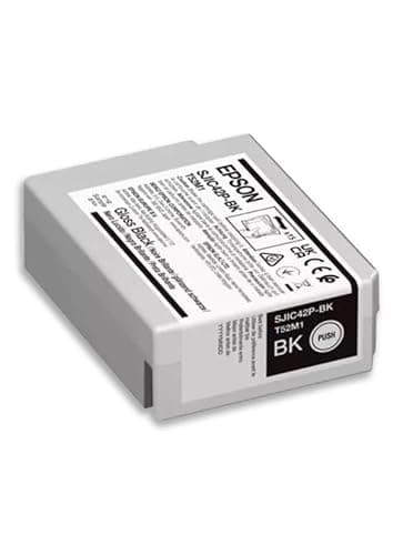 Image of Epson SJIC42P-BK Black Ink Cartridge (Original) for Colorworks C4000 - Part Number CMK-C13T52M140