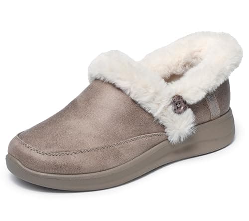 Image of Skechers Women's Cozy Escape Slip-On Sneakers, Taupe Performtex/Faux Fur, 3 UK
