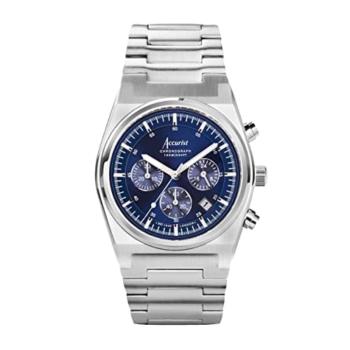 Image of Accurist Mens Origin 41mm Quartz Watch in Blue with Chronograph Analogue Display, and Stainless Steel Bracelet 70001