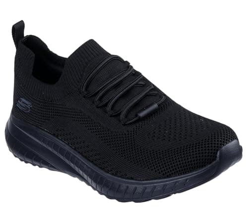 Image of Skechers Women's Squad Chaos Sr Work Shoes, Black Textile, 8 UK